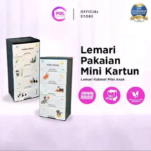 POL Living Lemari Pakaian Mini Kartun untuk Anak-anak dengan Desain Lucu dan Fungsi COD & Free Return