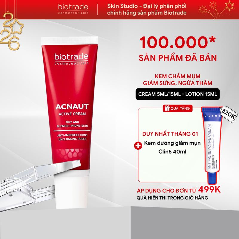 Kem chấm mụn Biotrade ACNAUT ACTIVE CREAM LOTION giảm mụn bọc mụn viêm mụn nội tiết
