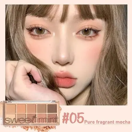 SWEETMINT Bảng Phấn Mắt 10 Màu Sắc Tông Lì / Hiệu Ứng Ngọc Trai Chống Thấ, Phấn Mắt, Trang Điểm Cosmetic Mỹ Phẩm, Có Thể Trộn, Mịn Như kem 20g 8