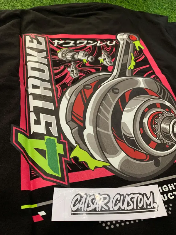 Kaos Distro Racing 4 Tak Four Stroke Engine Indonesia Racing CB GL Tiger Herek - Combed, Sablon 2