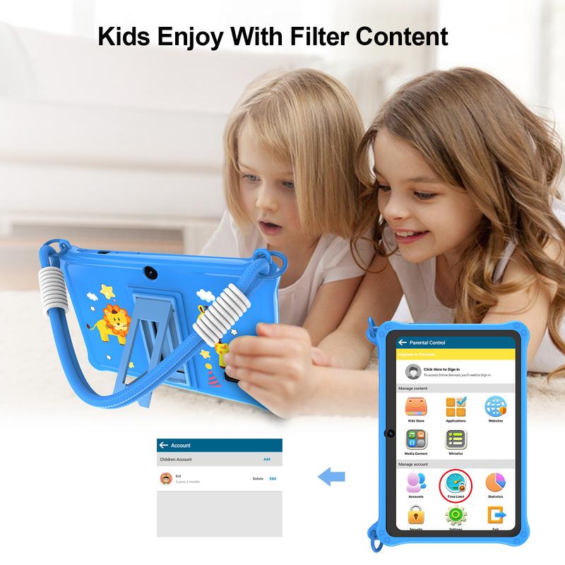 Product Introduction of K7 7 Inch Android 13 Tablet, 2G RAM 32G ROM Tablet with Silicone Case for Home & School, Fashionable 4