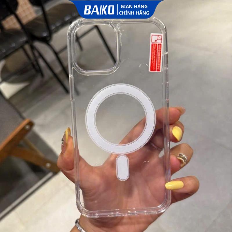 Ốp Lưng Điện Thoại BAIKO Trong Suốt Hỗ Trợ Sạc Từ Tính Cho Iphone, Chống Ố Vàng, Bền Bỉ, 7plus/8plus/x/xs/xsmax/11/12/13/14/15/16/17/pro/max/plus/promax