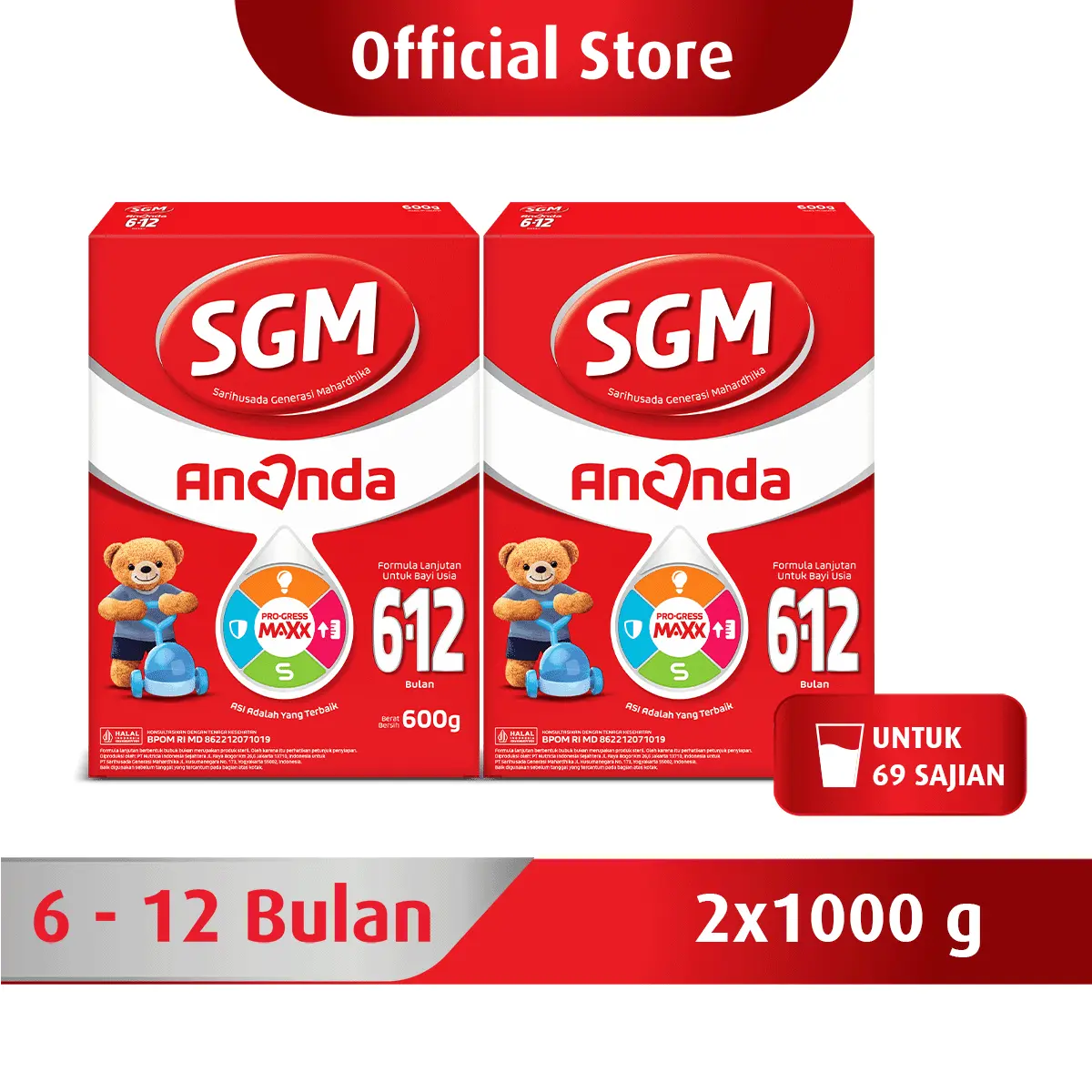 2x1000GR SGM Ananda 6-12 Bln I Susu Formula Bayi