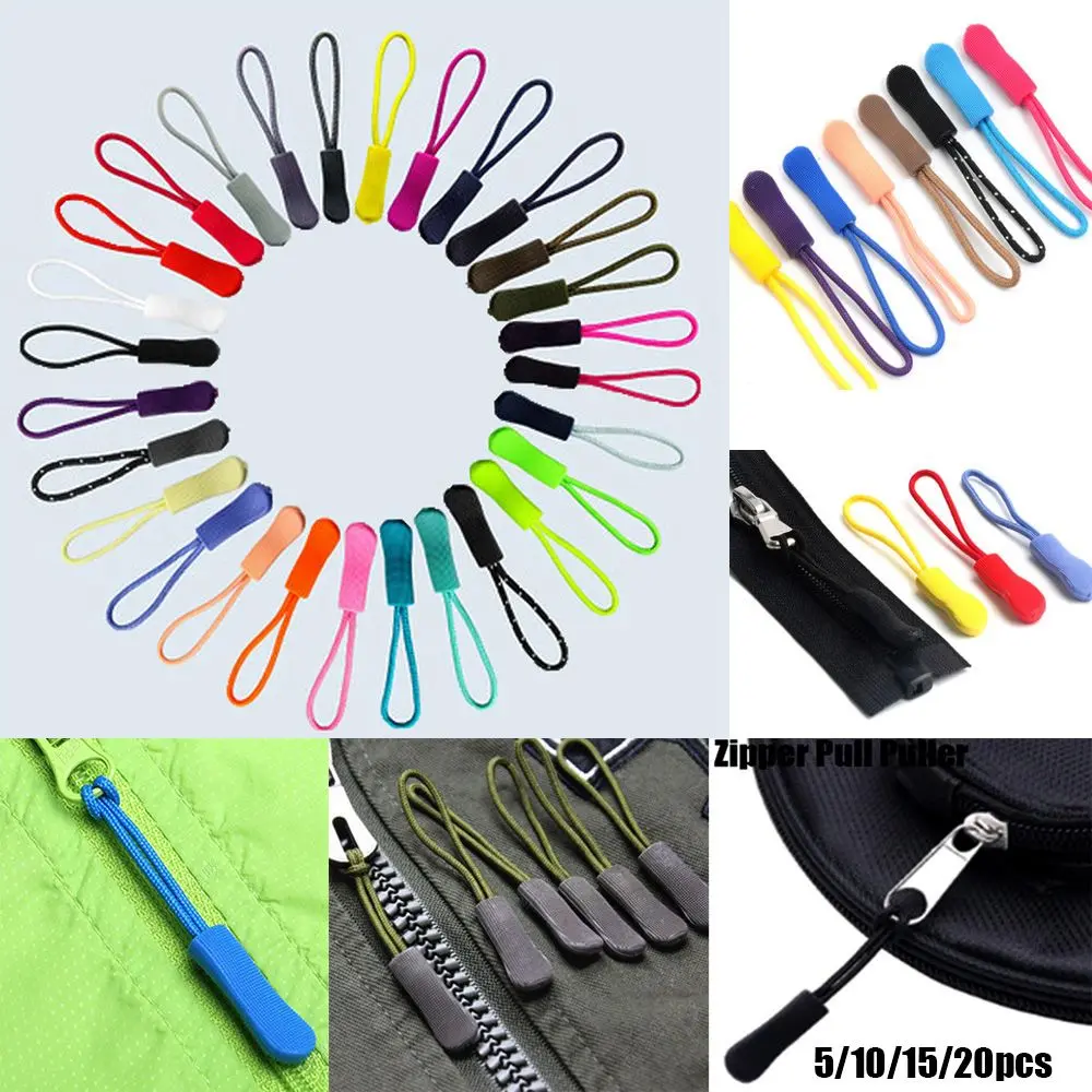 5/10/15/20pcs High quality Suitcase Tent Backpack Bags Clip Buckle Ends Lock Zips Zip Puller Replacement Cord Rope Pullers Zipper Pull