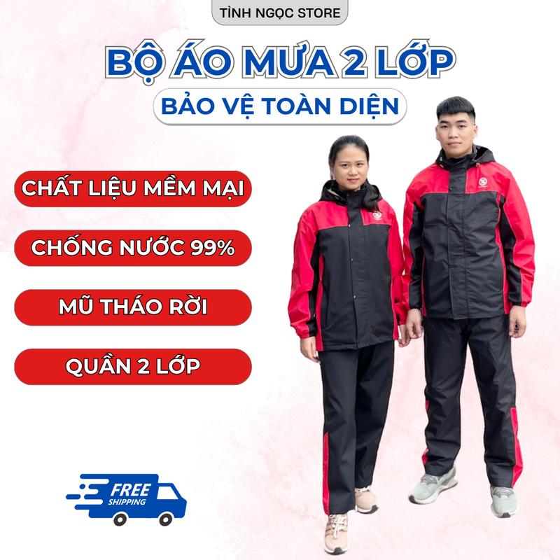 Áo mưa bộ người lớn tinhngocstore HV01 thời trang cao cấp bộ quần áo mưa 1 người đi xe máy 2 lớp giữ nhiệt,chống nước mũ tháo rời có thể tuỳ chỉnh