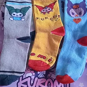 (paket 3 & 6 pasang) kaos kaki labubu dan kuromi kaos kaki anak perempuan motif kuromi dan labubu motif dan warna fashion sd 6–12