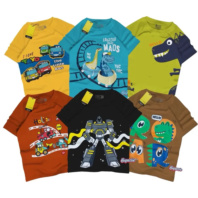 Paket Hemat isi 4pcs Kaos Anak Distro Baju Anak Laki-laki Perempuan 1-10 tahun Katun 30s Sablon Plastisol Anak-Anak Combed Cotton kaos  anak 4