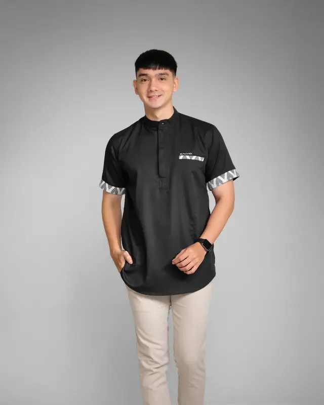 Baju Koko Kurta Dewasa Lengan Pendek Pria Muslim Terbaru Salvio Hexia 0