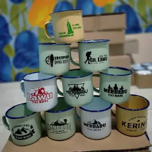 Cangkir enamel sablon gunung / gelas antik murah berkwalitas