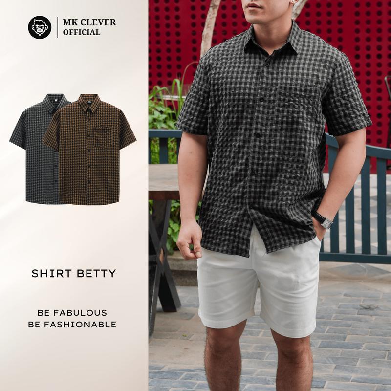 Áo sơ mi cổ Đức Betty MK CLEVER họa tiết sắc màu, Chất liệu vải thô siêu đẹp, form dáng trẻ trung Menswear Nam