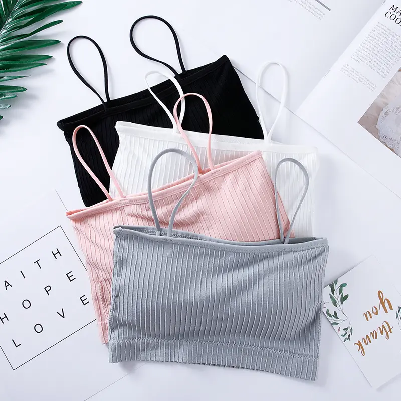 Niceface Bra Sport Wanita Sexy Polos Tanpa Kawat Bralette Tali 2