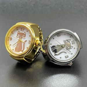 Cincin Jam Tangan Kreatif, Gaya Baru, Corak Kucing, Barang Kemas untuk Lelaki dan Wanita, Reka Bentuk Minimalis, Boleh Dibaca Masa, Kalis Air Watches