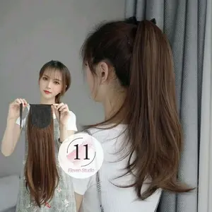 Ponytail Ekor Kuda Lurus Ponitail Ikat Rambut Palsu Coklat Hitam 45-65cm