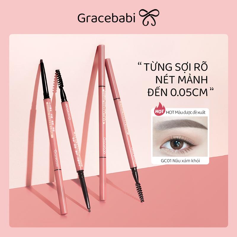 Bút kẻ mày Gracebabi đầu siêu mảnh, lâu trôi, chống nước và mồ hôi, tạo hiệu…