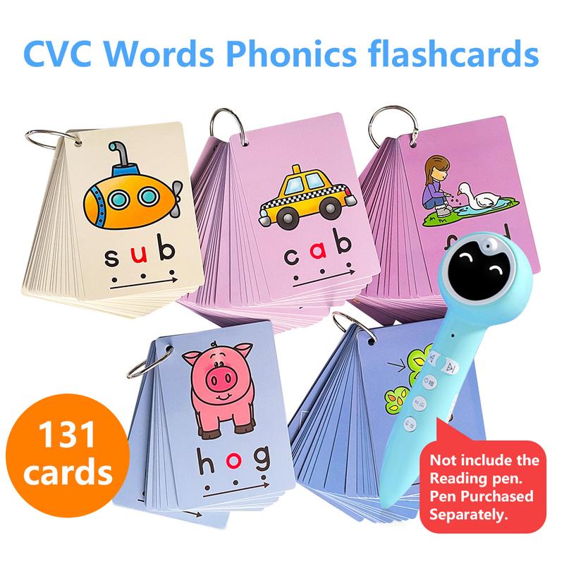 CVC Words Phonics Flashcards Montessori Learning English Sight Words ...