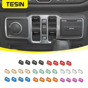 Car Window Lift Switch Button Decoration Cover for Jeep Wrangler JL Gladiator JT 2018 2019 2020 2021 2022 2023 2024 Accessories - Blue