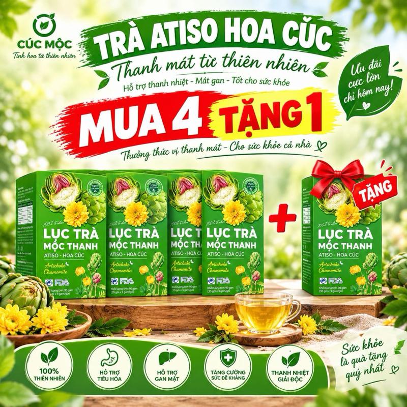 Mua 4 Tặng 1 Lục Trà Mộc Thanh Atiso Hoa Cúc - Hộp 30 Gói