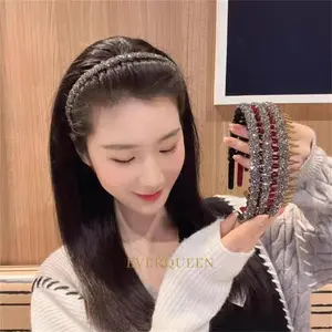 Bando Sisir Gerigi Blink Elastis Korea Wanita Dewasa / Sirkam Rambut Kepang Ikat Kepala Bergigi Berlian Imitasi