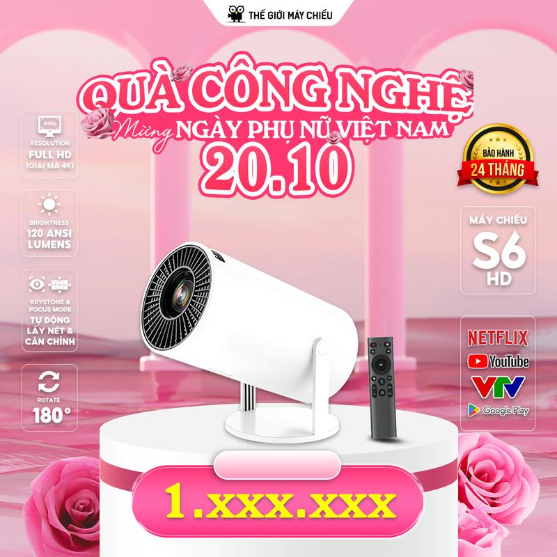 [TGMC ] Máy chiếu S6 - Hỗ trợ full HD - Hệ điều hành Android 12 Projector Xem Phim