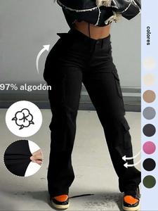 GILIPUR Pantalones cargo de cintura alta para mujer, estilo básico Y2K Kpop casual y cómodo, diseño con bolsillos, ideales para uso diario, ropa de mujer para otoño e invierno, pantalones para salir, pantalones holgados, tchic
