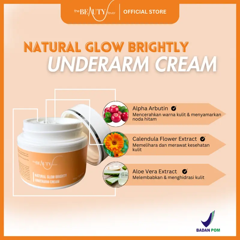 THE BEAUTY FEVER x UNCU - Cream Pencerah Ketiak Selangkangan Siku Lutut Leher Mata kaki dan area lipatan kulit hitam lainnya BPOM 4