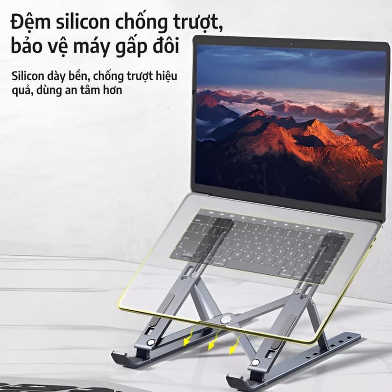 Giá Đỡ Laptop Điều Chỉnh Được Độ Cao Kệ Máy Tính Laptop Đế Tản Nhiệt Kệ Laptop Hợp Kim Nhôm