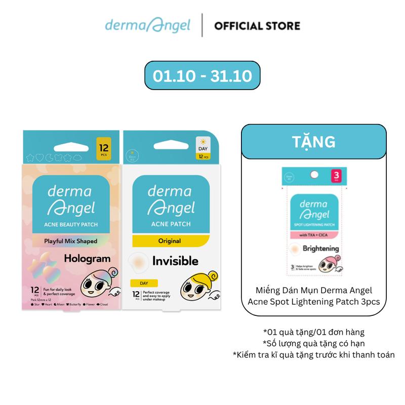 Combo Miếng Dán Mụn Derma Angel Beauty Patch 12 - Perfect Coverage & Acne Patch Day 12