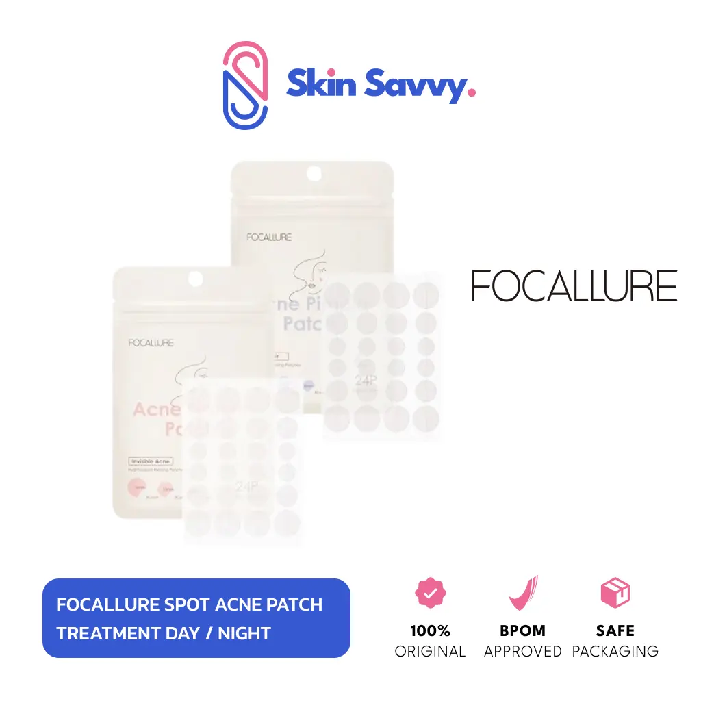 FOCALLURE Pimple Patch Day & Night - 24 Patch, Anti Inflamasi & Sterilisasi - Memudarkan, Merah