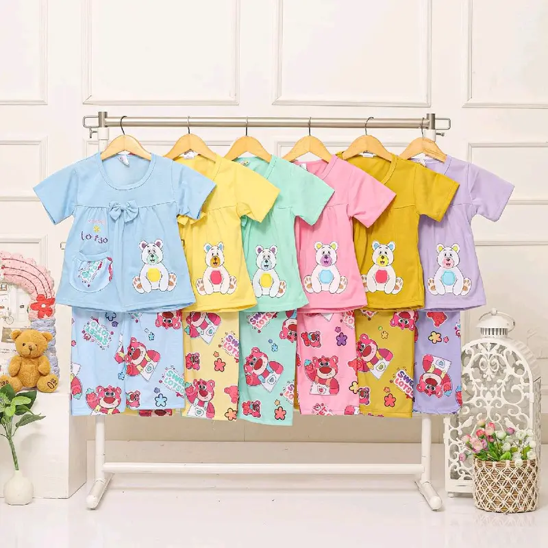 [KHUSUS LIVE]Paket Bundle 3 SET Baju Tidur Anak Perempuan Usia 1-7 Tahun (VNS203) Premium Motif Random Setelan Bayi Balita Fashion Nyaman Lengan Cotton 4