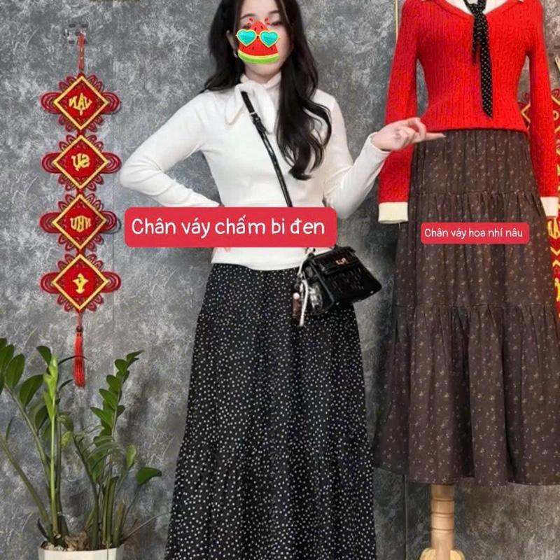 Chân váy 3 tầng hoa nhí nhẹ nhàng . Chân váy 2 lớp, 4 màu .Đủ size 40-80kg