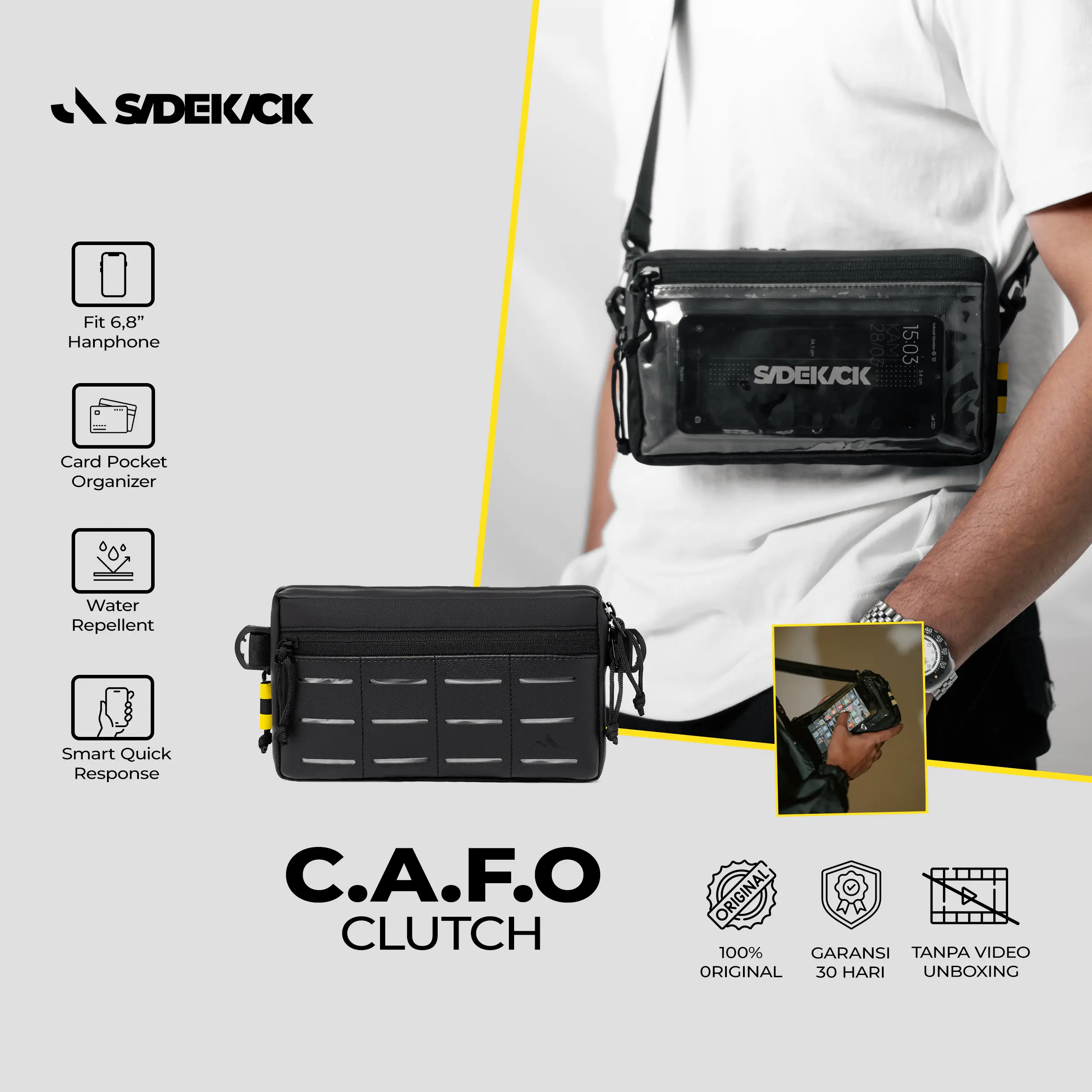 Sidekick project CAFO - Clutch - Handbag pria - Slingbag pria - Tas hp handbag  clutch cowok