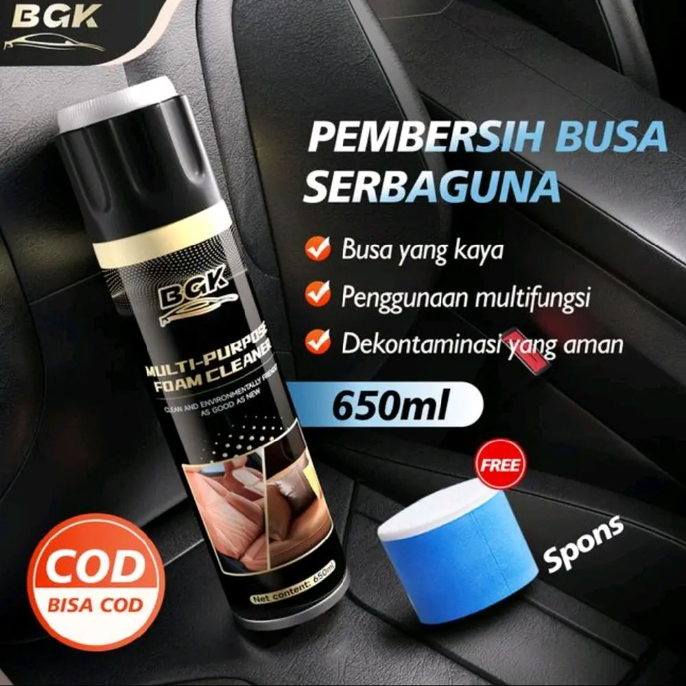 BGK Pembersih interior mobil body mesin ban mobil serbaguna multifungsi 650ml free spons sikat serbaguna Car