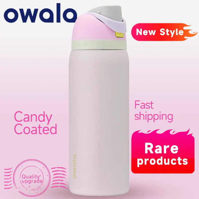 （ Candy Coated ) Owala FreeSip Insulated Stainless Steel Water Bottle with Straw for Sports and thermos cup water bottle new Owala vacuum thermos cup sports water bottle water cup Drinkware Flasks Portable
