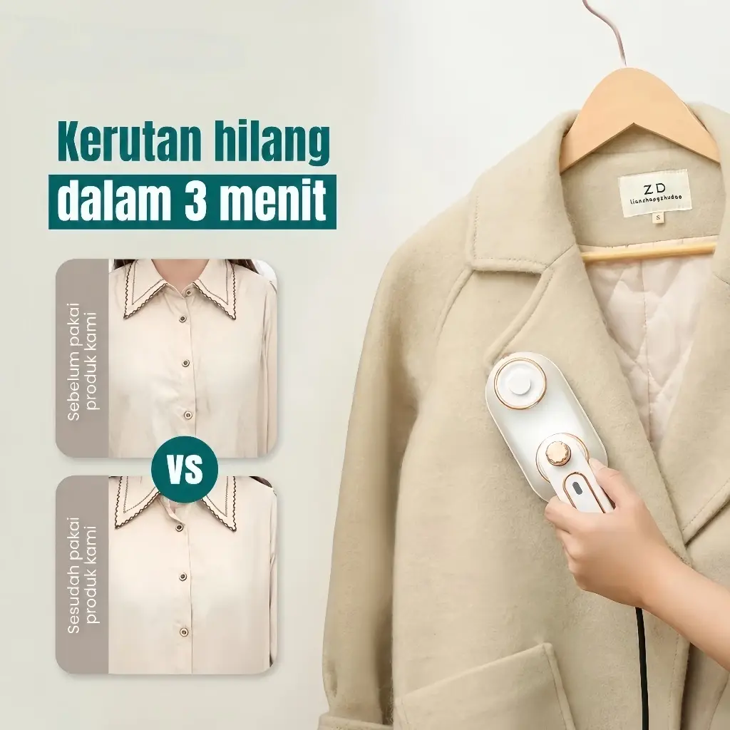 POWRISE Setrika Mini p Portable 2IN1 Kering & p | Setrika Genggam Putar 180° Alas Keramik Travel Hemat Listrik Anak Kos 2 - Ungu