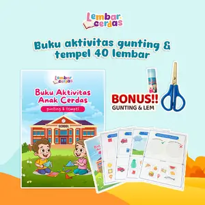 Buku Aktivitas Anak Worksheet Menggunting dan Menempel VOL 1 40 halaman | Preschool | Mewarnai Pra TK PAUD 2 3 4 5 Tahun | Lembar Cerdas