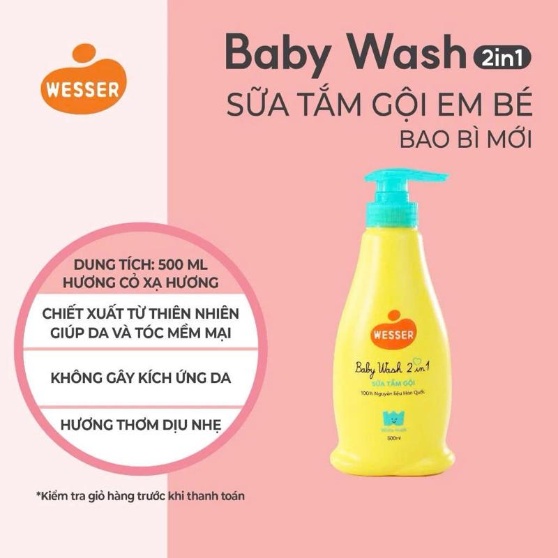 ￼Sữa tắm gội Wesser 2 in 1 500ml (cam-xanh lá-hồng).. 3