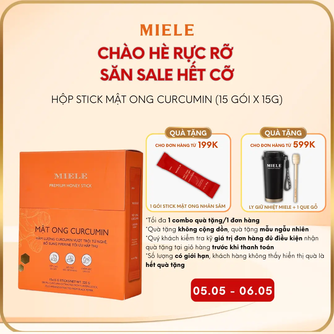 [TỪ 05.05-06.05 - MUA ĐƠN TỪ 599K TẶNG 2 QUÀ ĐẶC BIỆT] Mật Ong Curcumin Miele Dạng Gói Tiện Lợi (15 gói x 15g)