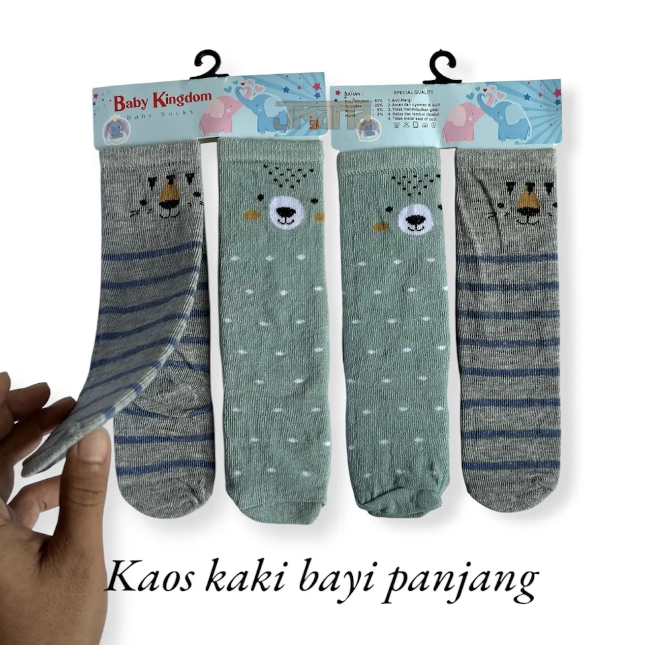 Baby Kingdom 6 Pasang  Kaos Kaki Bayi Panjang Cocok untuk Cewek dan Cowok Unisex dengan Desain Lucu dan Warna Menarik