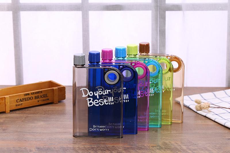 Product Introduction of Creative Square Book Water Bottle Ring Water Bottle Notebook Water Bottle Clear Plastic Cup Outdoor Portable Flat Water Cup 7