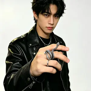 COD Cincin Titanium Sterling Silver Ular Cincin Hip Hop Retro Mode Korea Cincin Titanium Elegan