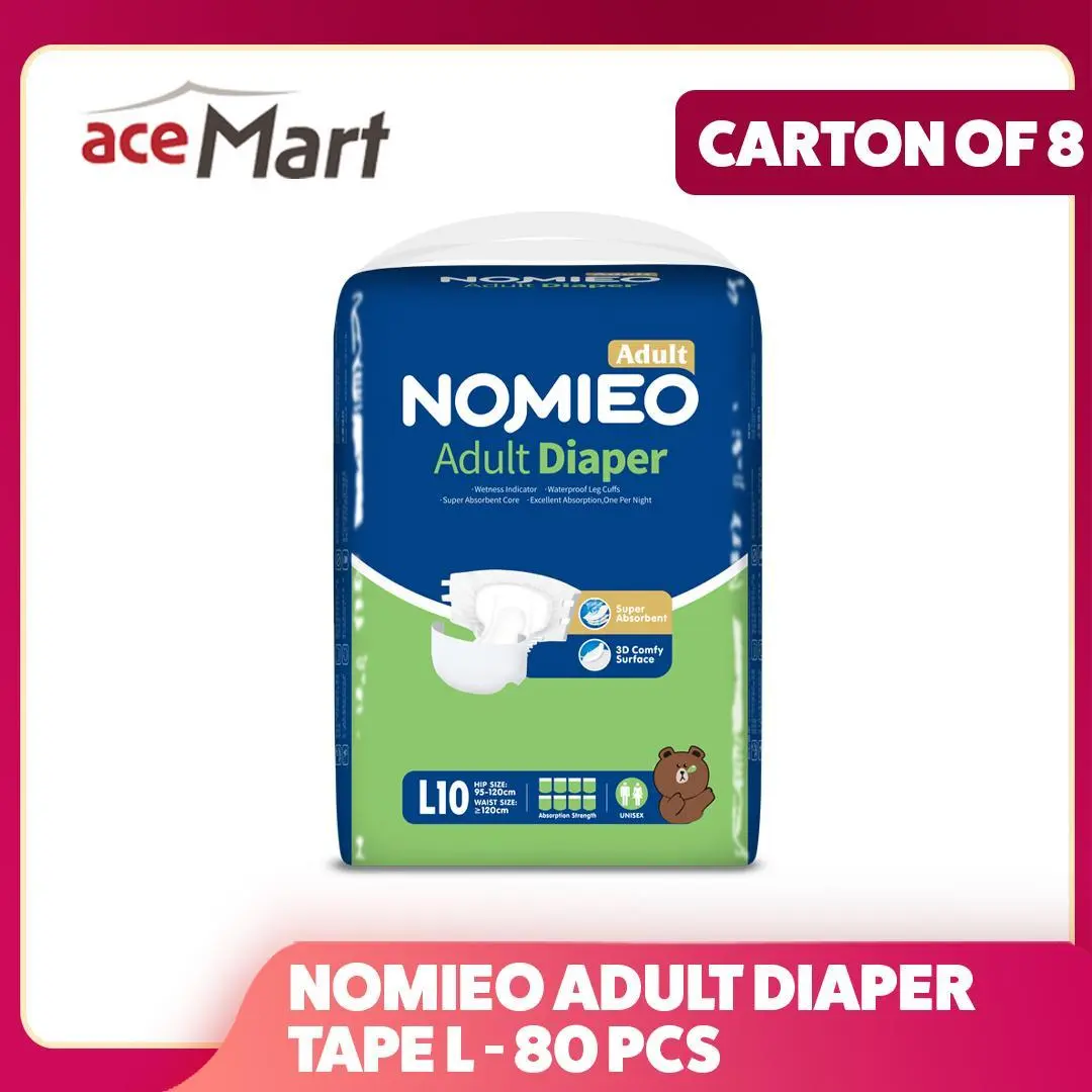 [ Carton Sale ] NOMIEO Adult Diapers Tape Pants Available In M L and Adult underpad bed pee pad protective sheet 1 box