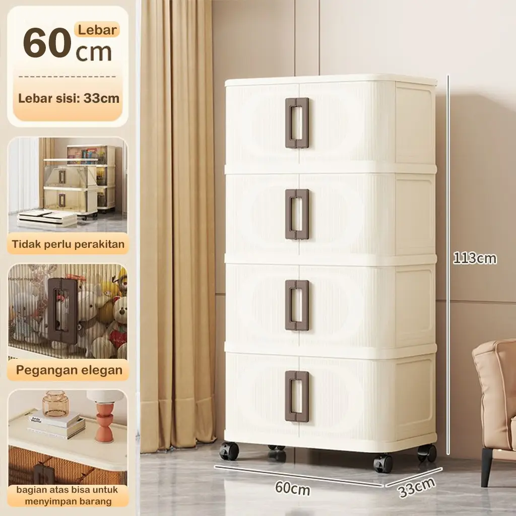 60cm-Putih krem-4 Susun