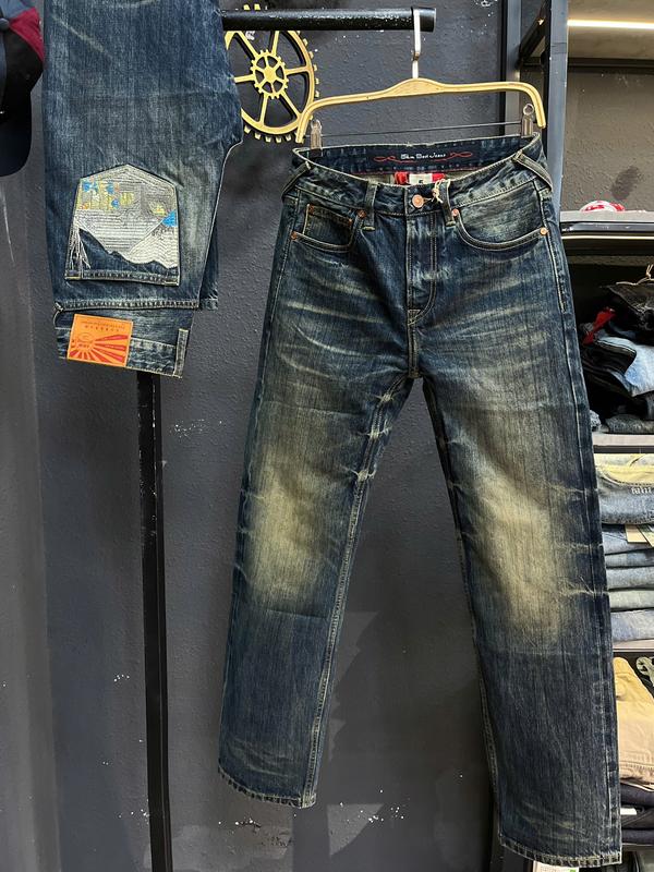[Jean Denim Guangzhou J3915 ] Quần Jean Nam Dài Binzen Màu Xanh Was Đồng Thêu "Juhyo" 5KM Selvedge Denim