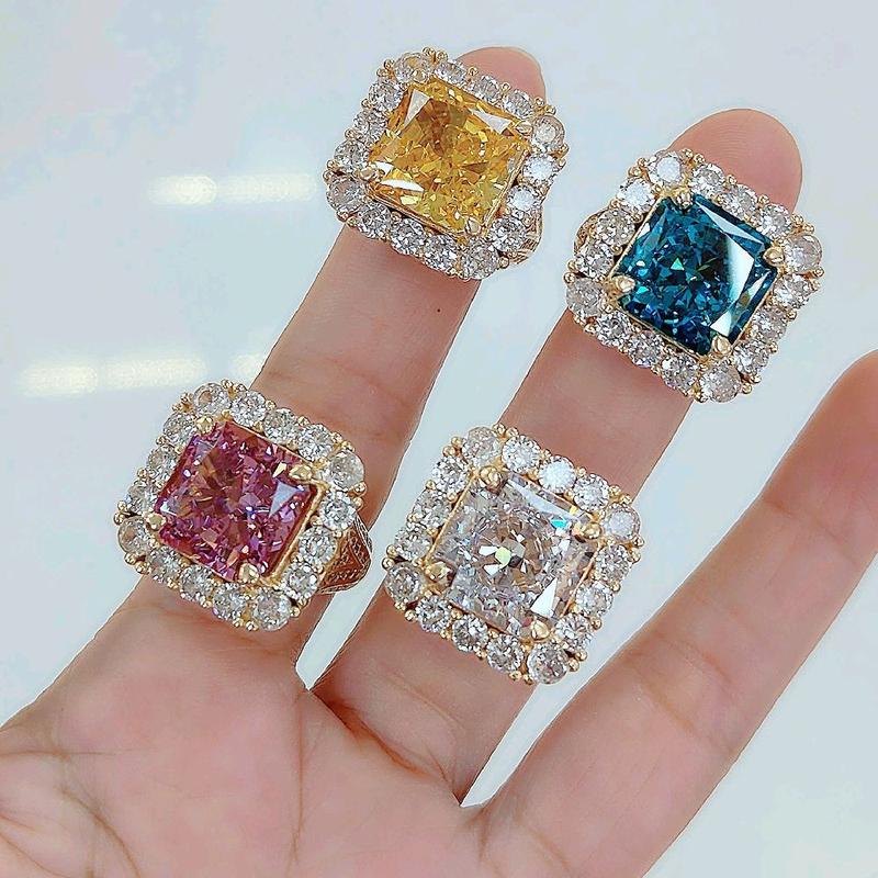 Nhẫn nữ hoàng nam phi vuông đá chủ 12× 12 chất liệu đồng không xi màu miền tây