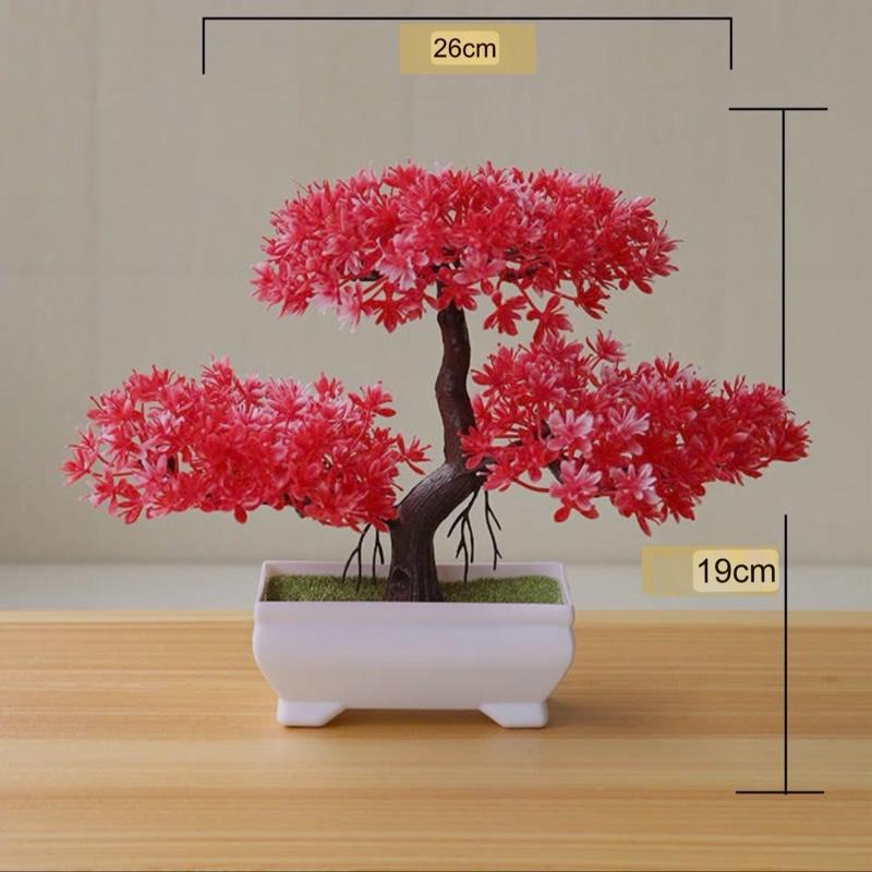 Chậu Cây Bonsai Yunpine Giả Cao 19cm Rộng 26cm Kèm Chậu Có Hoa Trang Trí Decor Phòng Tắm & Phòng Ngủ Thiết Kế Độc Đáo Màu Sắc Tươi Sáng Dễ Bảo Quản
