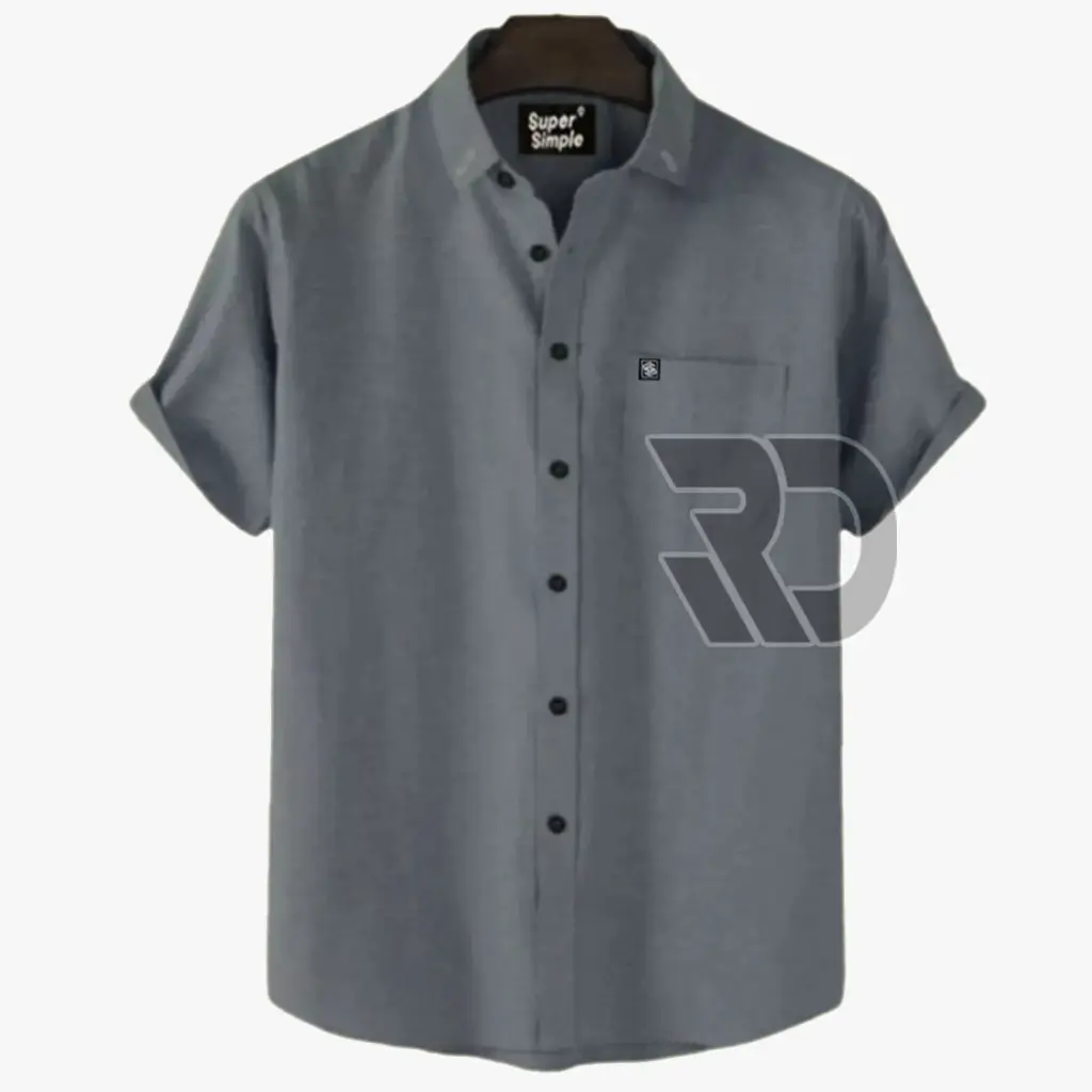 Baju Kemeja Cowok Abu Tua Pendek Polos Casual Formal Premium SlimFit Katun Oxford Adem High Quality