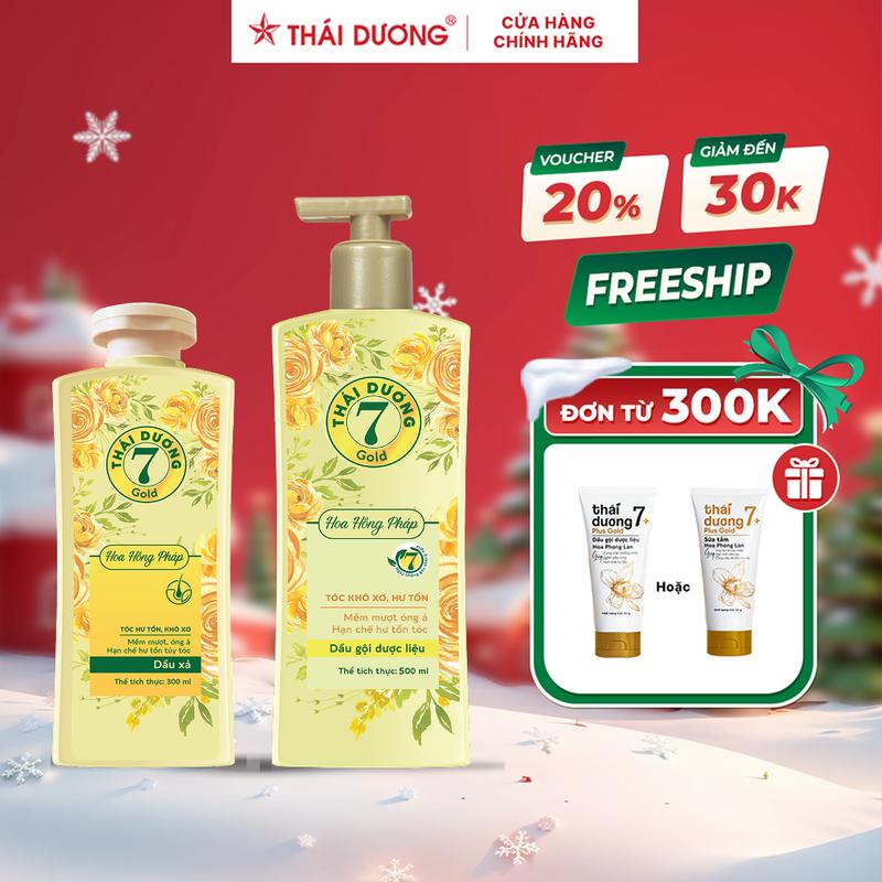 Dầu gội hoặc Dầu xả Thái Dương 7 Gold Hoa Hồng Pháp - Sao Thái Dương