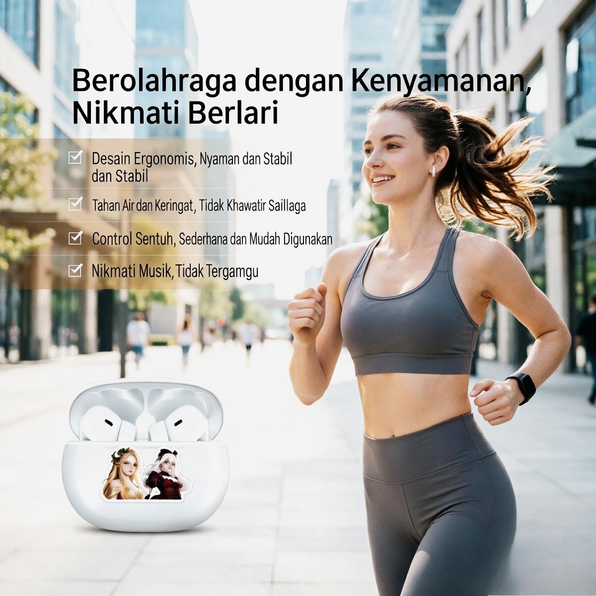 GreatwallMLBBAI TranslationTWSNirkabelEarphone BluetoothHandsfree, Bluetooth 5.3, IPX5, Mikrofon Bawaan, efek suara HIFI, cocok untuk olahraga, Smart Touch, kompatibel dengan ponsel dan tablet, dll. Wireless Headset
