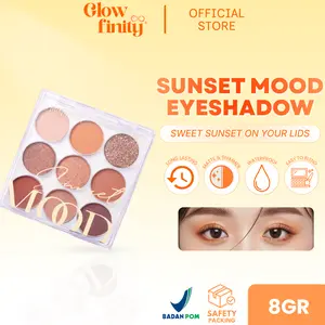 MINIPINK Sunset Mood Eyeshadow 9 Warna Matte Glitter Shimmer Eye Makeup Pigmented BPOM - MP050