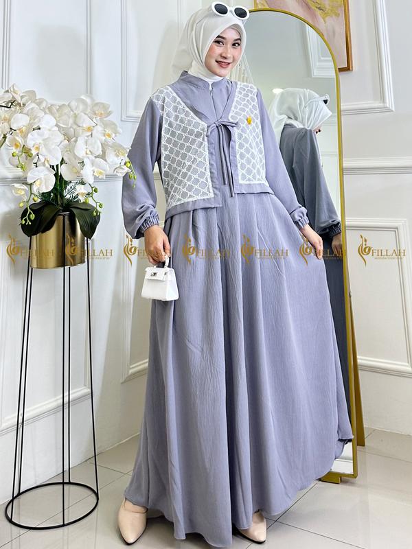 Qiana Dress Gamis Wanita Terbaru 2025 Gamis elegant Gamis Brukat Gamis kombinasi  Brukat Tile 3